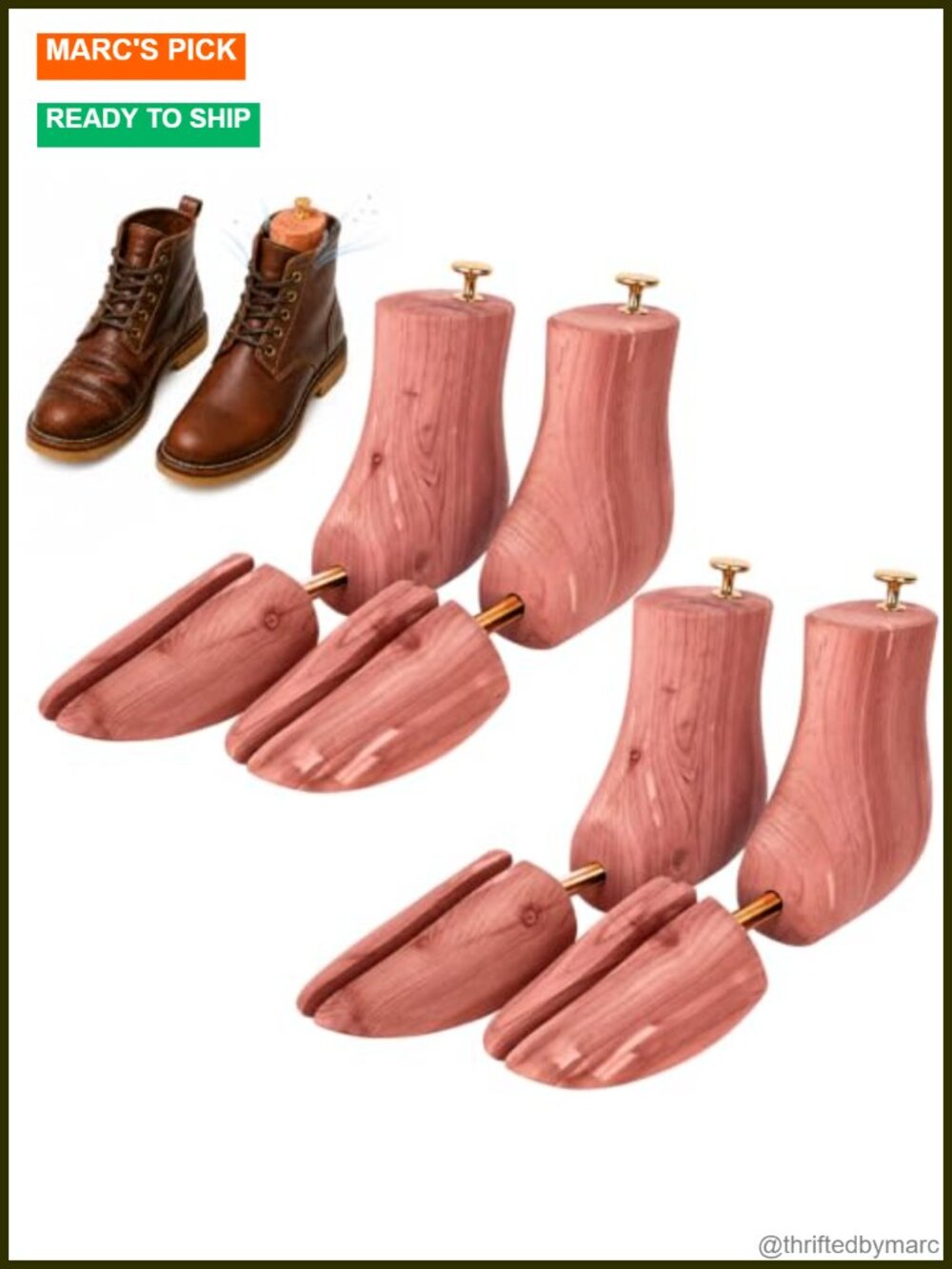 Cedar Boot Trees 2-Pair Set Shoe Shaper Aromatic Cedar Wood Metal Springs
